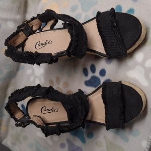 Candie's Camimiblack fabric/cloth sandals, size 8 med